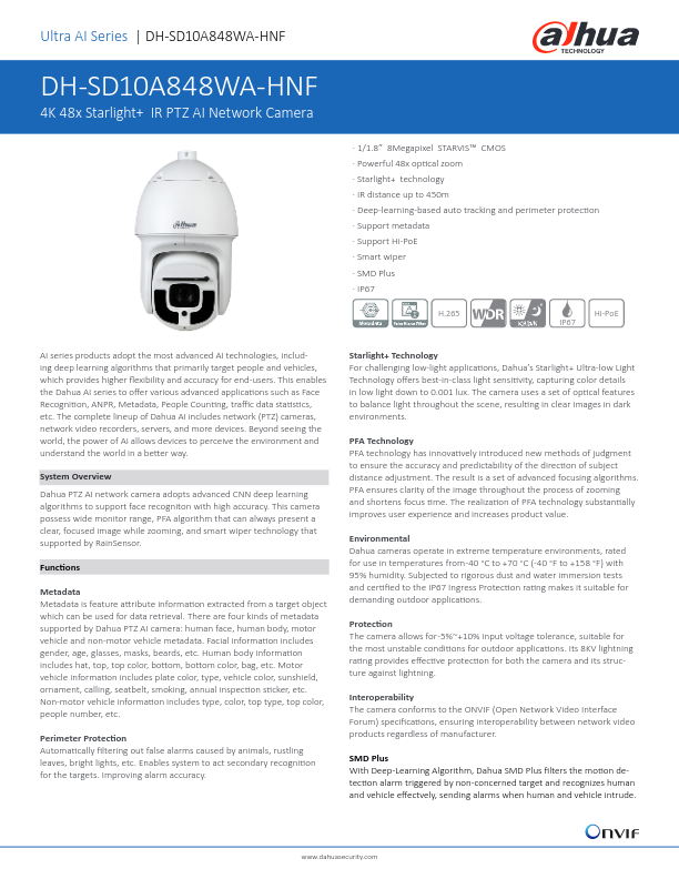 SD10A848WA-HNF - Ficha Técnica Dahua