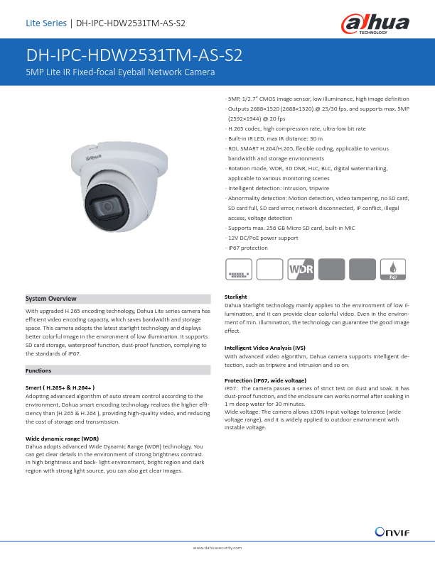 IPC-HDW2531TM-AS-S2 - Ficha Técnica Dahua