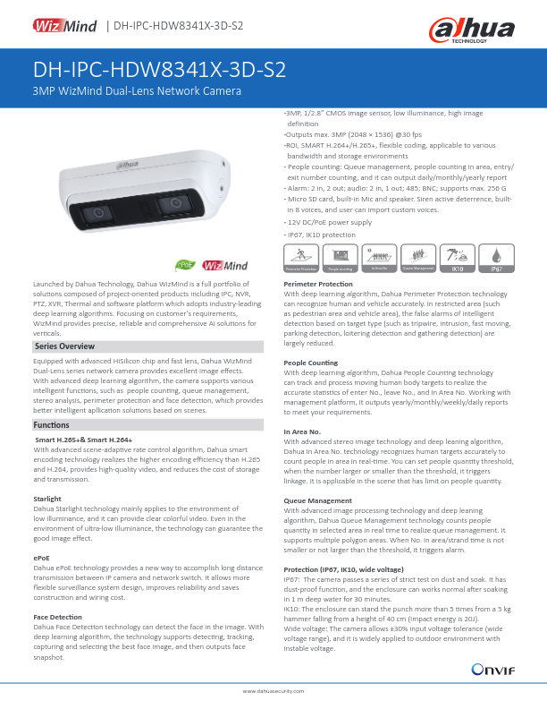 IPC-HDW8341X-3D-S2 - Ficha Técnica Dahua