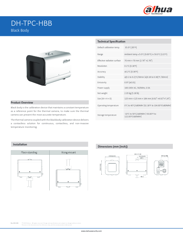 TPC-HBB - Ficha Técnica Dahua