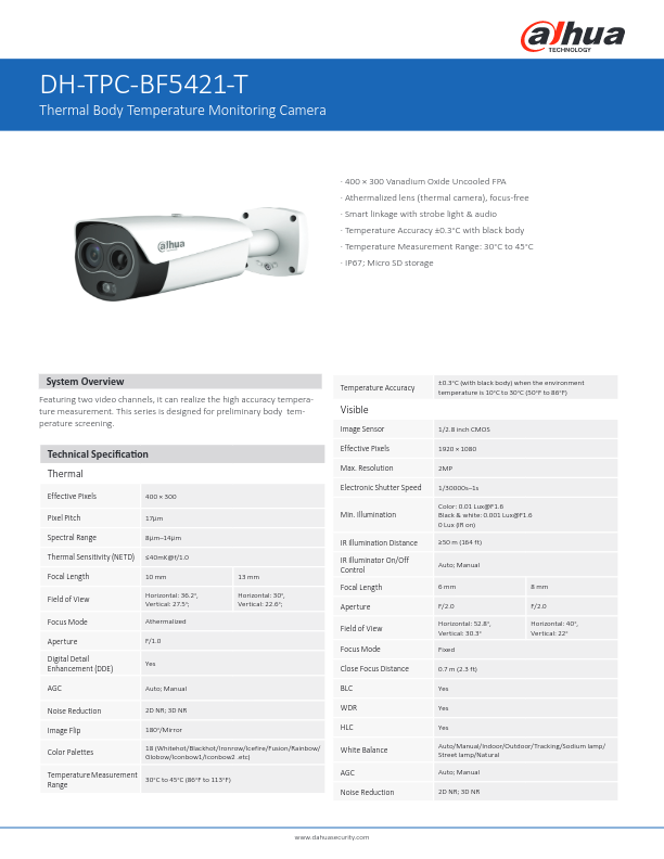 TPC-BF5421-X - Ficha Técnica Dahua