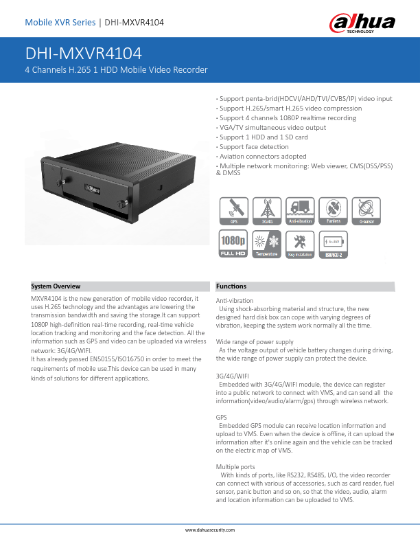 MXVR4104 - Ficha Técnica Dahua