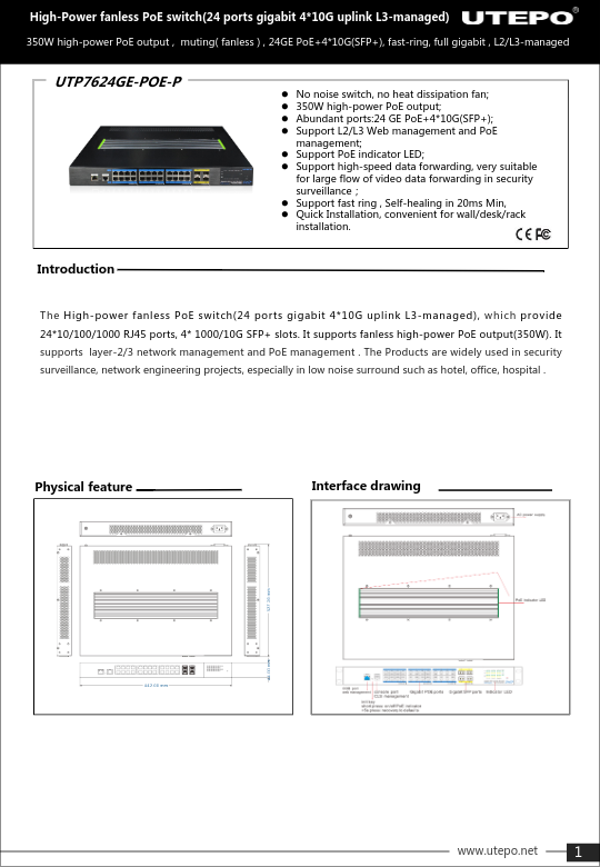 UTP7624GE-PoE-P - Ficha Técnica UTEPO