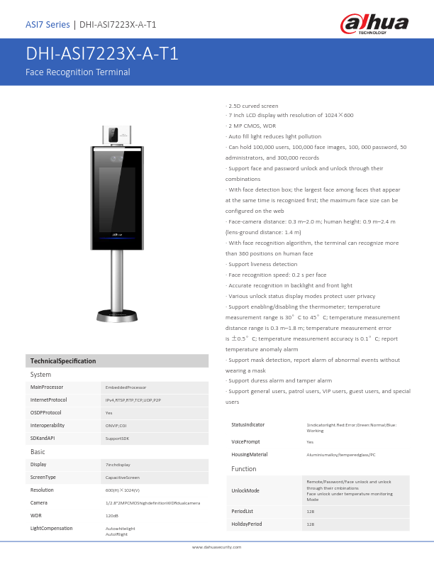 ASI7223X-A-T1 - Ficha Técnica Dahua