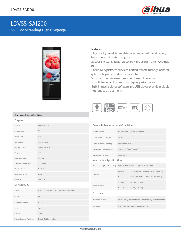 LDV55-SAI200 - Ficha Técnia Dahua