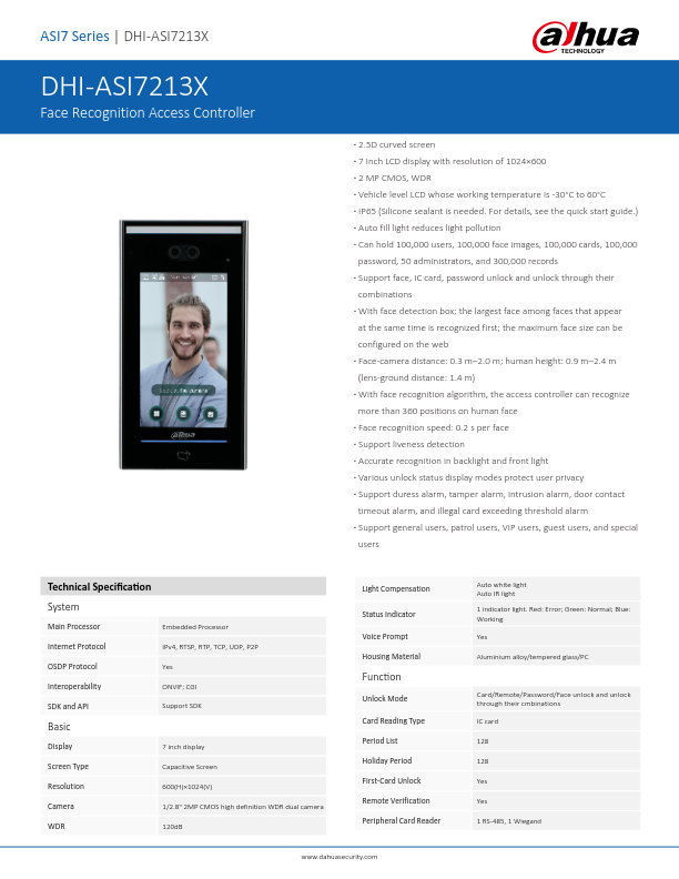 ASI7213X - Ficha Técnica Dahua