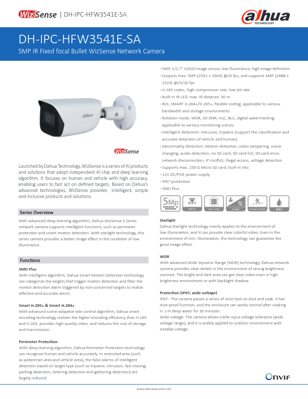 IPC-HFW3541E-SA - Ficha Técnica Dahua