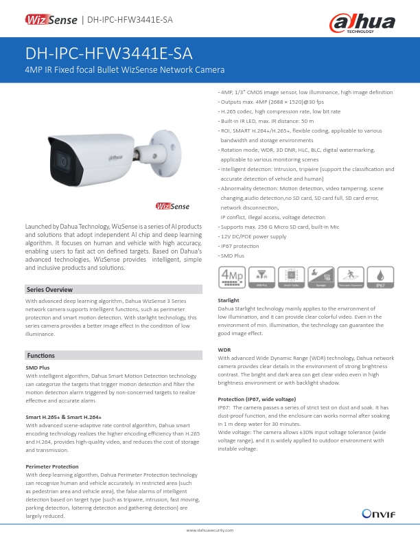 IPC-HFW3441E-SA - Ficha Técnica Dahua