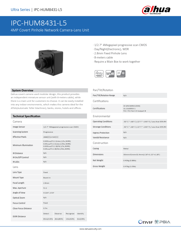 IPC-HUM8431-L5 - Ficha Técnica Dahua