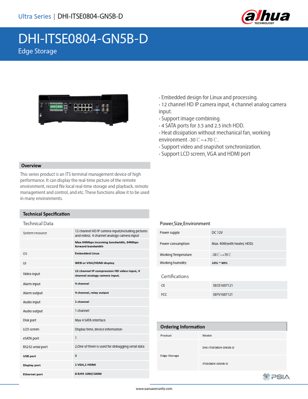 ITSE0804-GN5B-D - Ficha Técnica Dahua