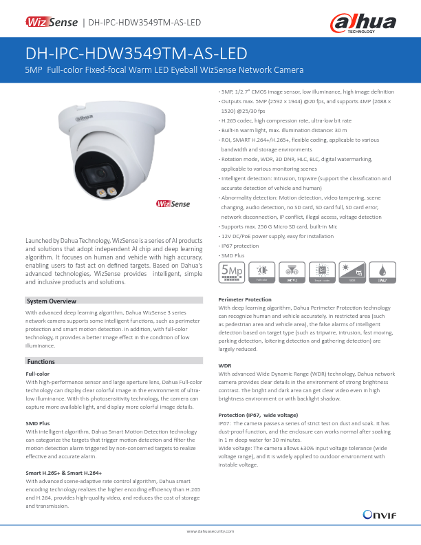 IPC-HDW3549TM-AS-LED - Ficha Técnica Dahua