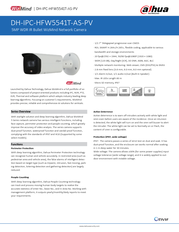 IPC-HFW5541T-AS-PV - Ficha Técnica Dahua