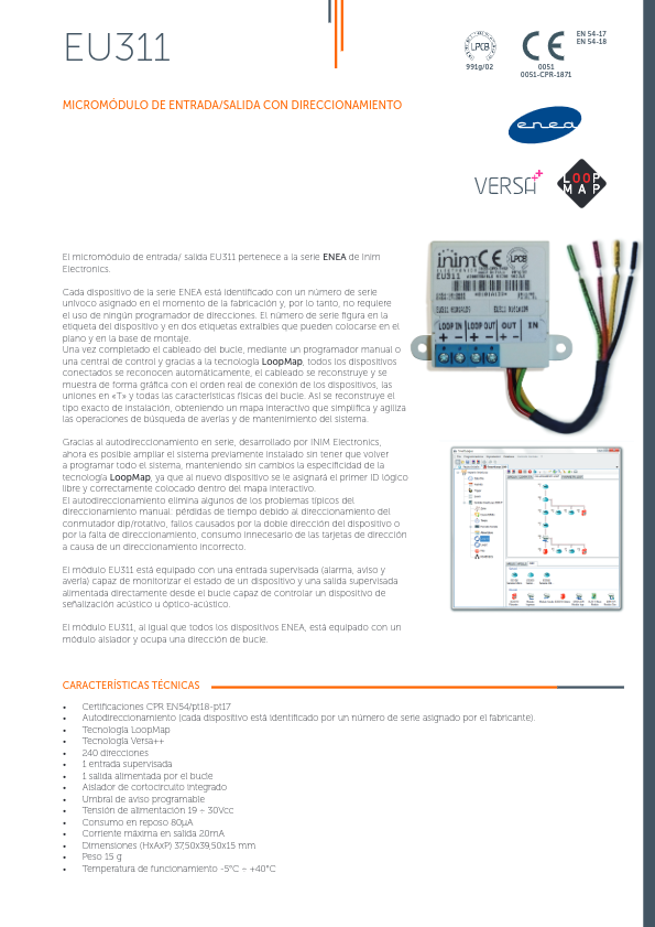 EU311 - Ficha Técnica Inim