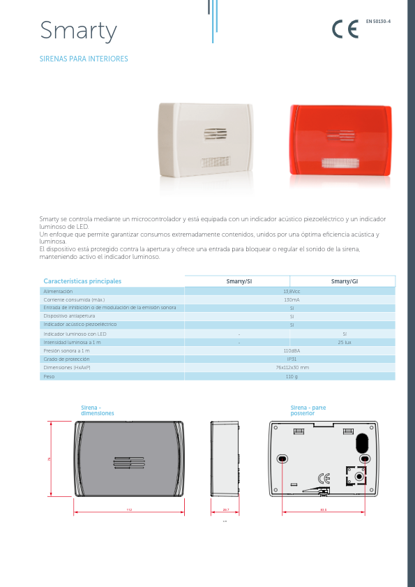 SMARTY-GFR - Ficha Técnica Inim