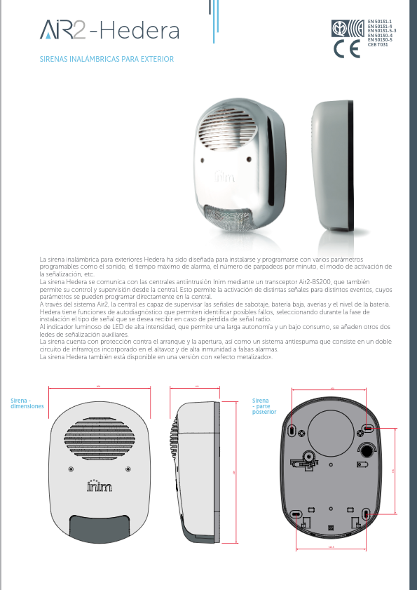 AIR2-HEDERA - Ficha Técnica Inim