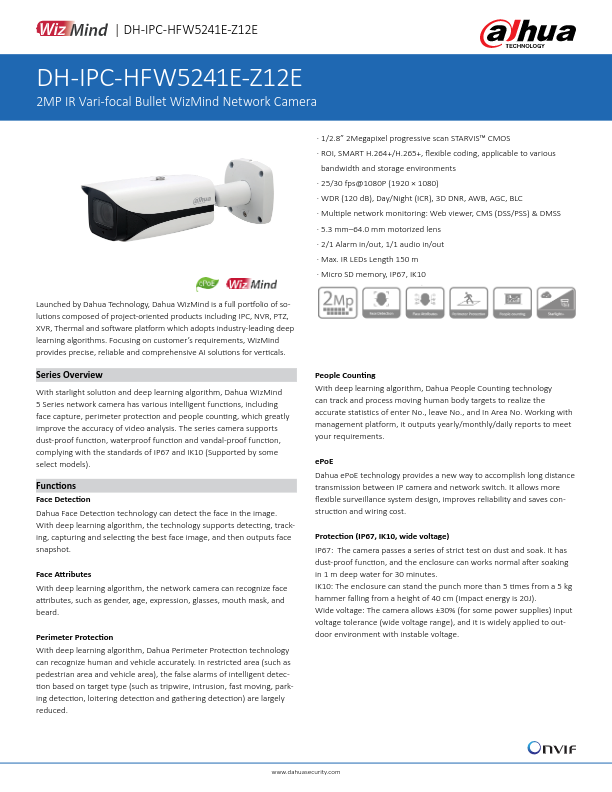 IPC-HFW5241E-Z12E - Ficha Técnica Dahua