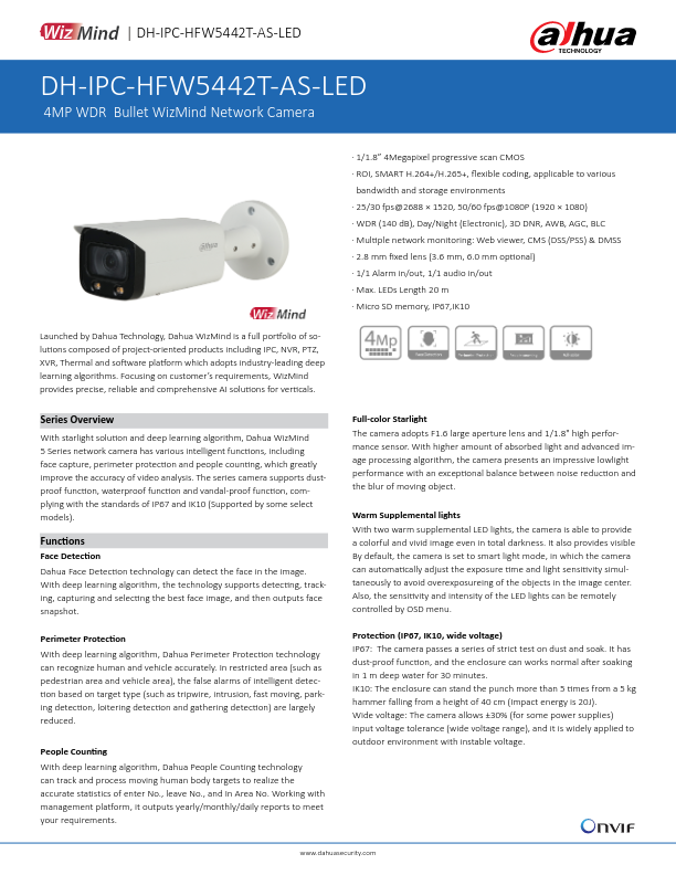 IPC-HFW5442T-AS-LED - Ficha Técnica Dahua