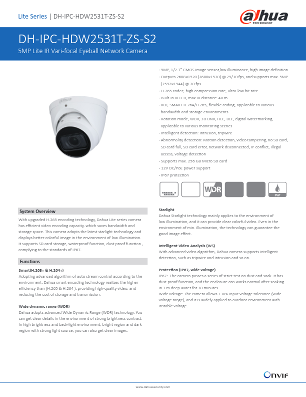 IPC-HDW2531T-ZS-S2 - Ficha Técnica Dahua