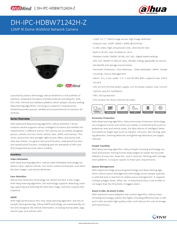 IPC-HDBW71242H-Z - Ficha Técnica Dahua