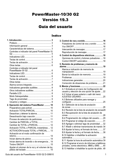 Guía de Usuario Power Master Visonic