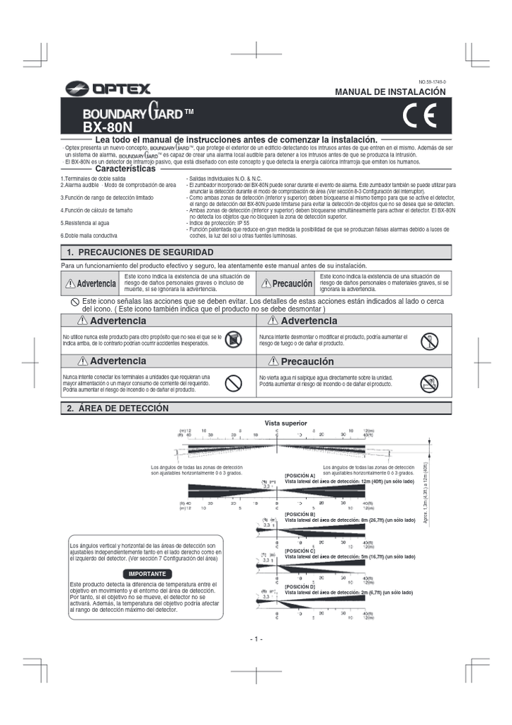 BX-80N - Ficha Técnica OPTEX