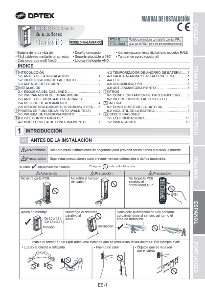 FTN - Manual de Instalación OPTEX