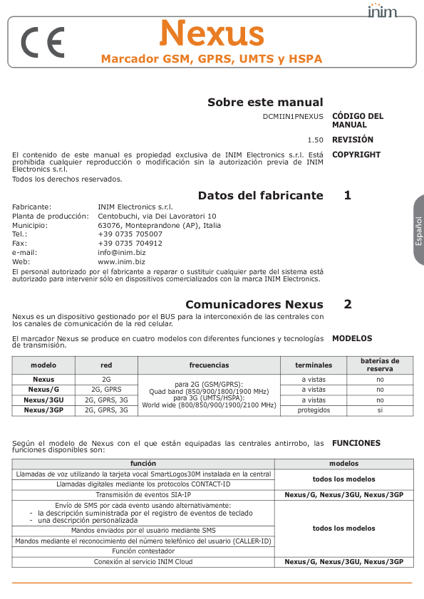 NEXUS - Manual de Instalación Inim