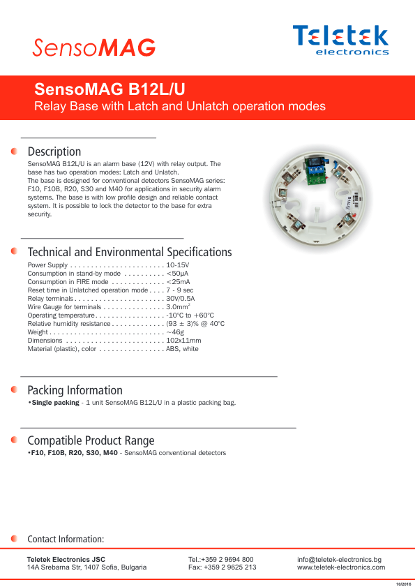 SENSOMAG-B12 - Ficha Técnica Teletek