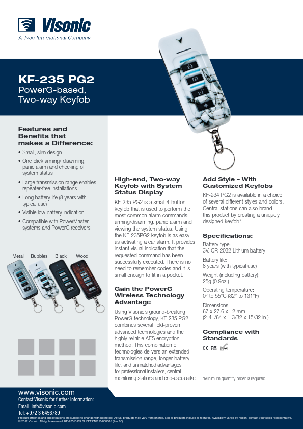 KF-235 - Ficha Técnica Visonic