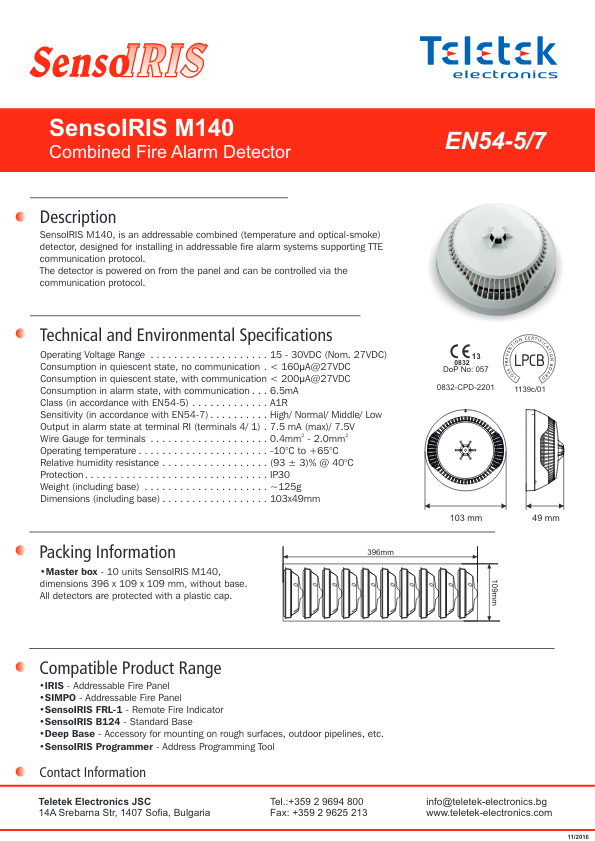 SENSOIRIS-M140 - Ficha Técnica Teletek