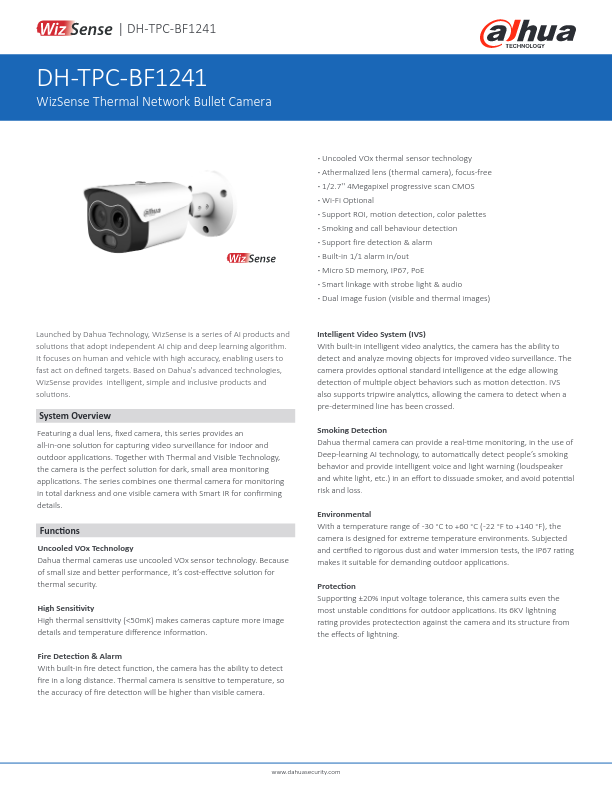 TPC-BF1241 - Ficha Técnica Dahua