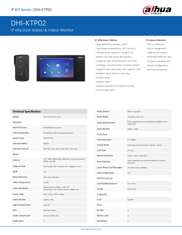 KTP02 - Ficha Técnica Dahua