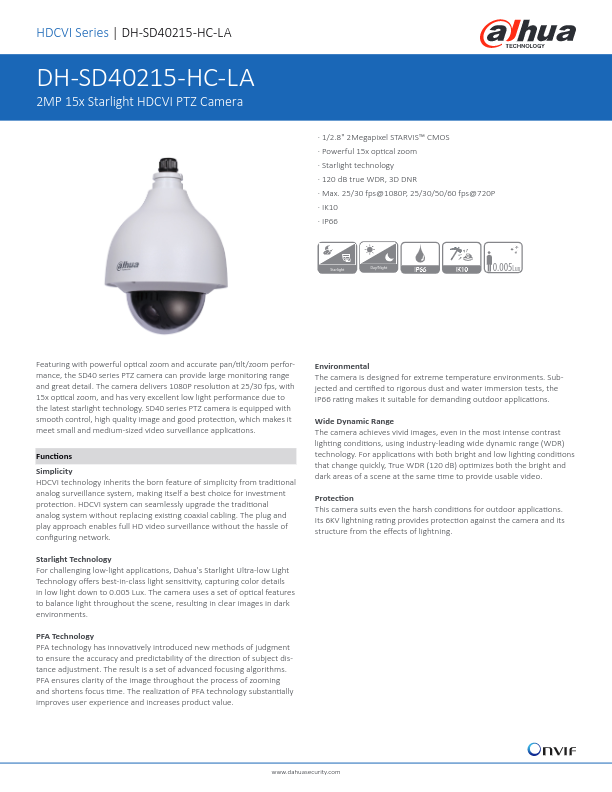 SD40215-HC-LA - Ficha Técnica Dahua