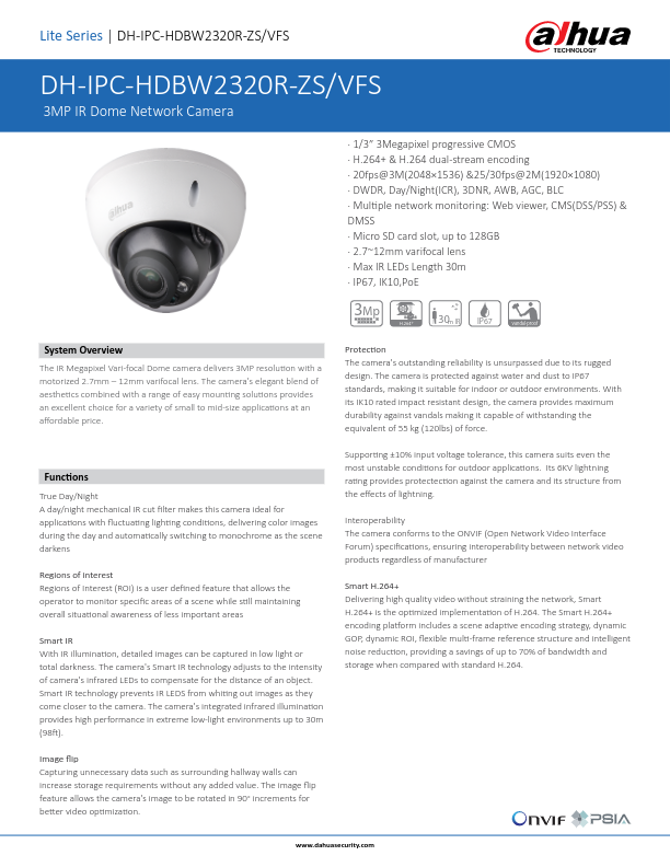 IPC-HDBW2320R-ZS - Ficha Técnica Dahua