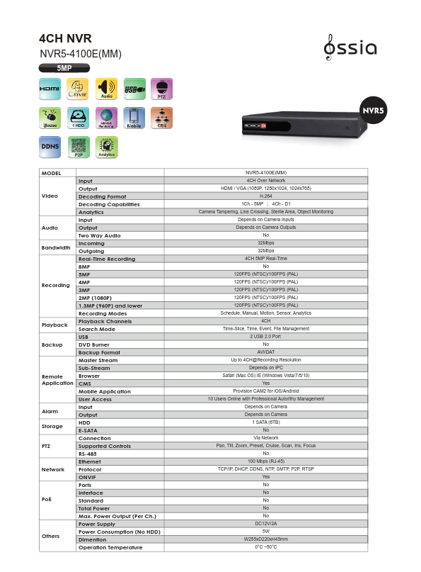 NVR5-4100E-MM - Ficha Técnica Provision