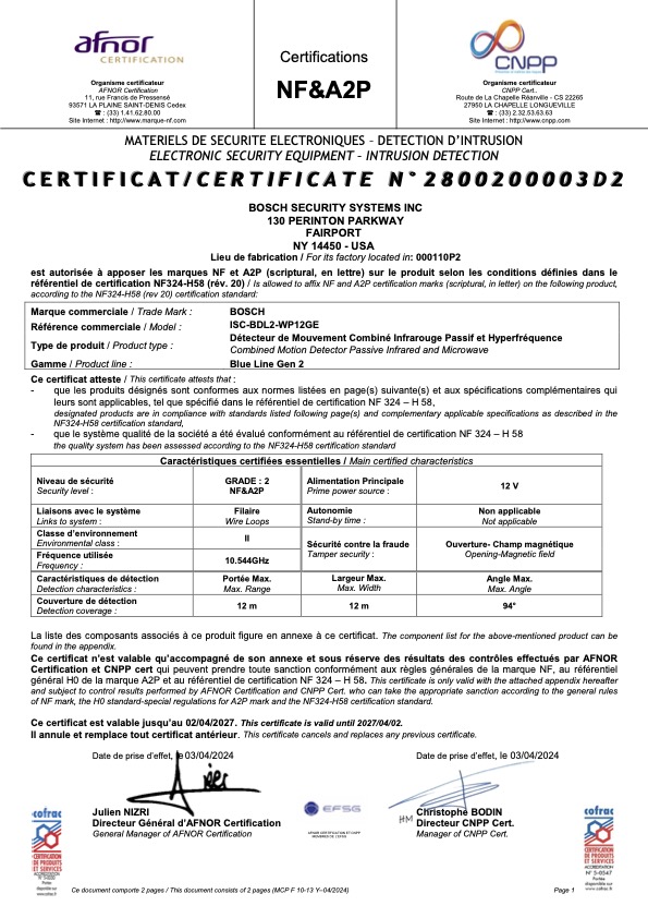 ISC-BDL2-WP12GE - Abril 2027 - Certificado Grado 2