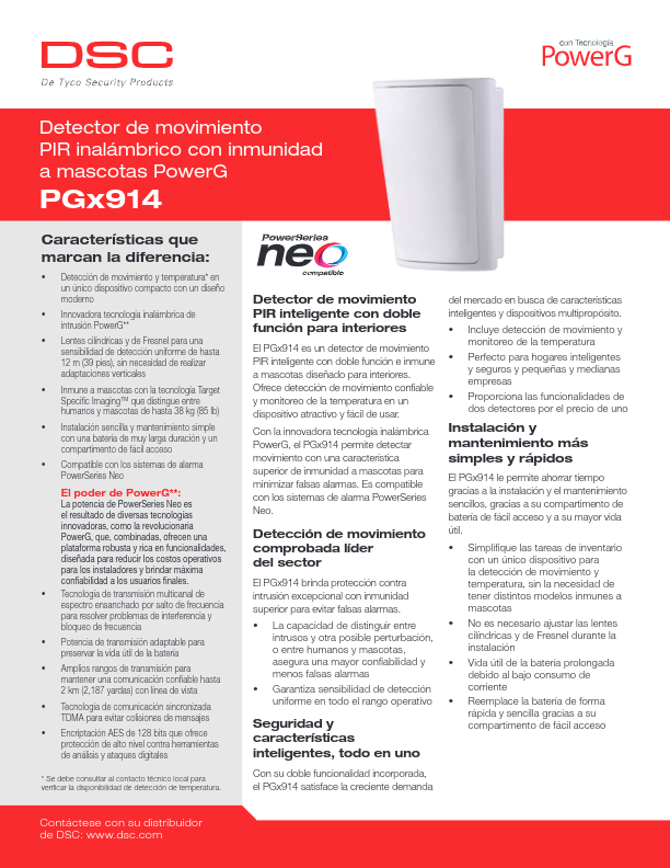 PG8914 - Ficha Técnica DSC