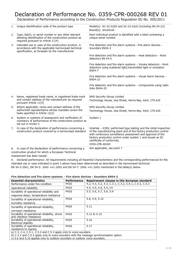 SC-22-0200-0001-99 - Certificado DoP