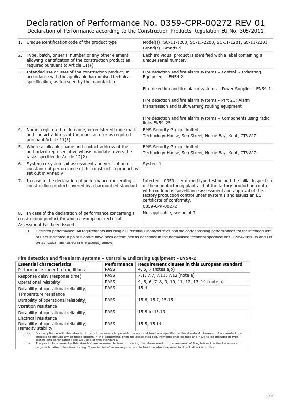 SC-11-1201-0001-09 - Certificado DoP