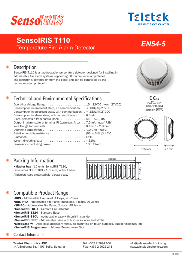 SENSOIRIS-T110 - Ficha Técnica Teletek