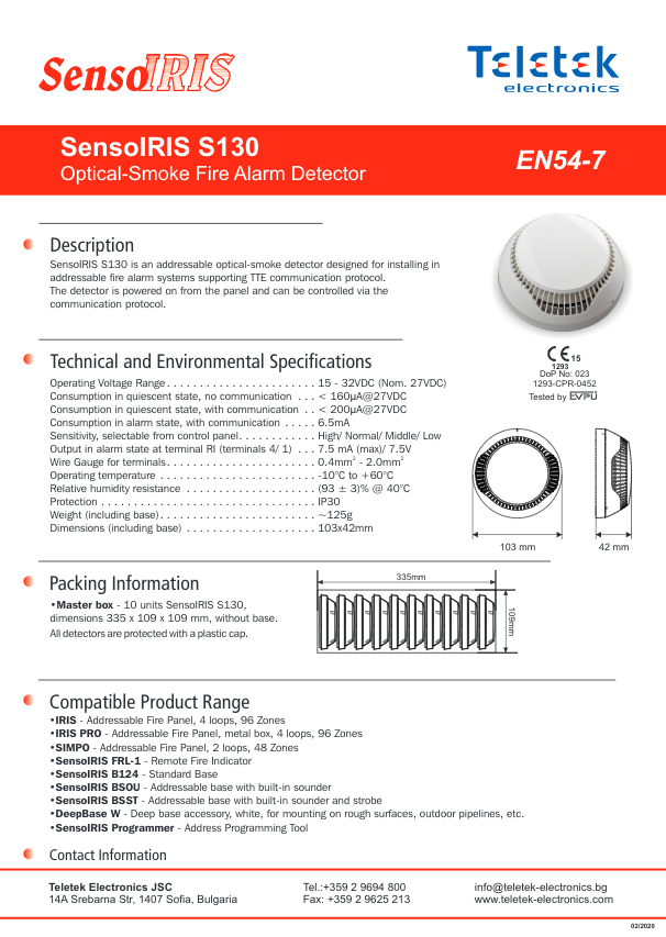 SENSOIRIS-S130 - Ficha Técnica Teletek