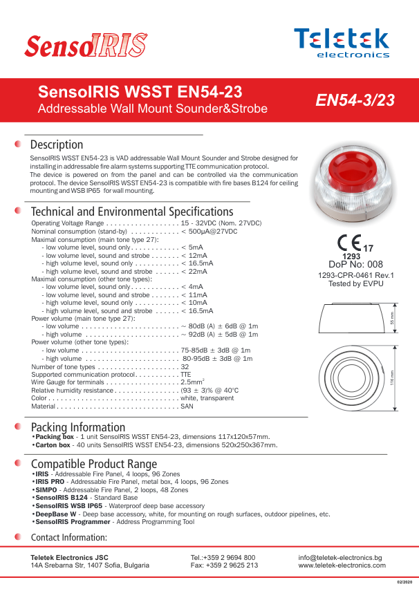 SENSOIRIS-WSST - Ficha Técnica Teletek