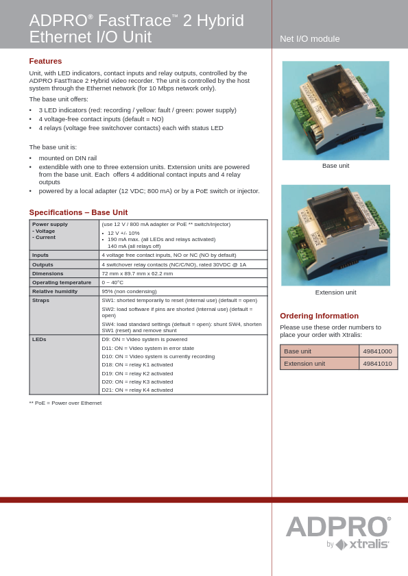 49841000 - Ficha Técnica Xtralis