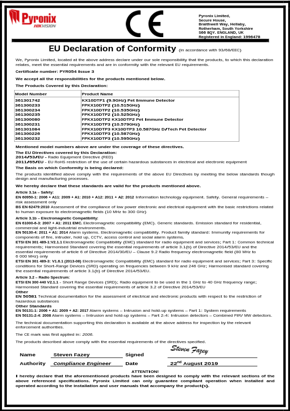 KX10DTP - Certificado CE