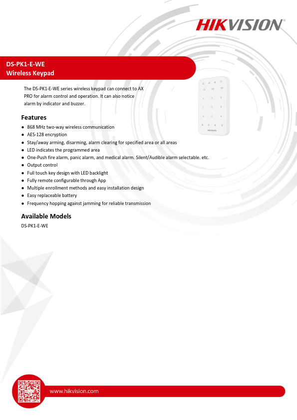 DS-PK1-E-WE - Ficha Técnica Hikvision