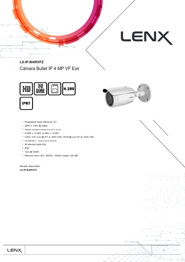 LX-IP-B4IRVFZ - Ficha Técnica Lenx