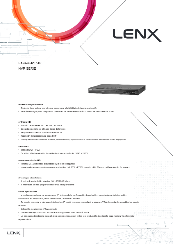 LX-N-304-1-4P - Ficha Técnica Lenx