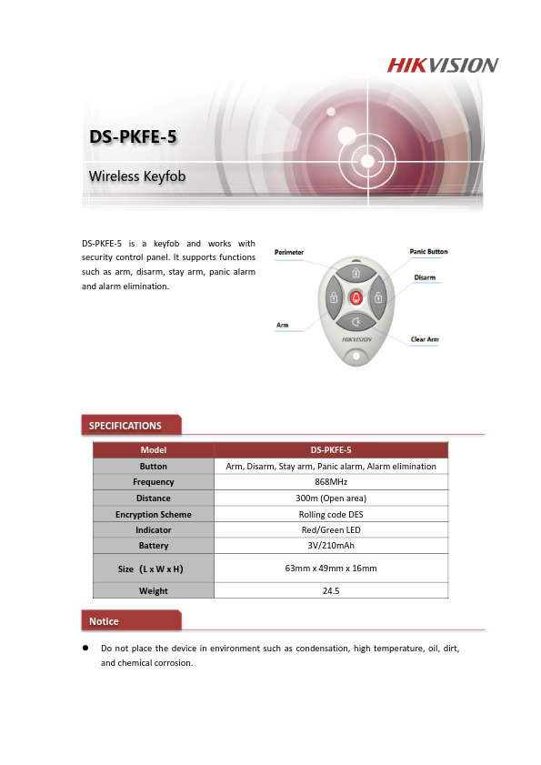 DS-PKFE-5 - Ficha Técnica Hikvision