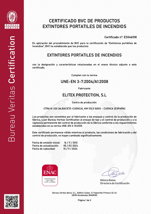 Extintores Elitex - Certificado BVC Portátiles