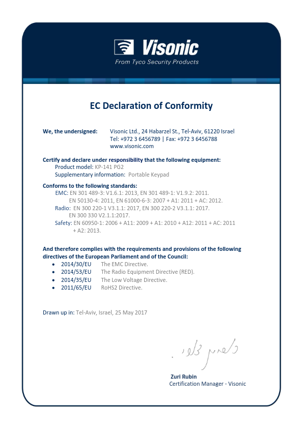 KP-141 - Certificado CE